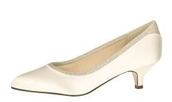 Rainbow Club Brautschuhe Bobbie - Ivory Satin Glitzer - Pumps Größe 39 EU 6 UK Damen von Rainbow Club