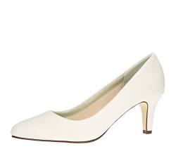 Rainbow Club Brautschuhe Brooke - Pumps Off White/Weiß Metallic Textil - Gr 38.5 EU 5.5 UK von Rainbow Club