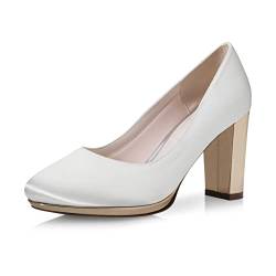 Rainbow Club Brautschuhe Clair - Damen, Pumps, Plateau, Ivory/Creme, Satin, Bequem Gepolstert, Hochzeitsschuhe, Rose/Gold Blockabsatz Gr. 36 (UK 3) von Rainbow Club