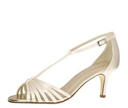 Rainbow Club Brautschuhe Estelle - Pumps Riemchen Sandale Ivory Satin - Gr 38.5 EU 5.5 UK von Rainbow Club