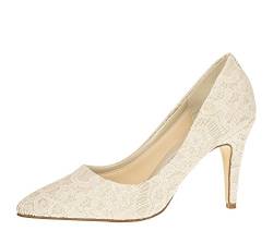 Rainbow Club Brautschuhe Giverney - Pumps High Heels - Ivory/Creme Glitzer Spitze Bequem Gepolstert (Bliss) - Gr 39.5 EU 6.5 UK von Rainbow Club