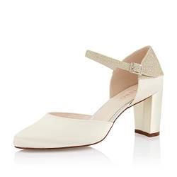 Rainbow Club Brautschuhe Kimber - Damen, Pumps, Ivory Satin, Glitter - Gr. 38 (UK 5) von Rainbow Club