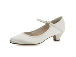 Rainbow Club Brautschuhe Marsha - Damen Pumps gepolstert, flach, Glitzer, Ivory/Creme, Satin - Gr. 36 (UK 3) von Rainbow Club