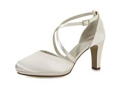 Rainbow Club Brautschuhe Olaila - Damen,Two Peace Pumps, Ivory/Creme, Satin, Schlicht, Bequem gepolstert, Riemchen Gr. 38 (UK 5) von Rainbow Club