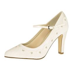 Rainbow Club Brautschuhe Trixie - Ivory Satin/Silber Glitzer - Pumps Größe 40 EU 7 UK Damen von Rainbow Club