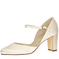 Rainbow Club Brautschuhe Yasmin - Pumps Ivory Satin - Riemchen Blockabsatz - Gr 37 EU 4 UK von Rainbow Club