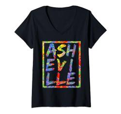 Damen Asheville Bunte Box City Pride Rainbow Geschenk Asheville T-Shirt mit V-Ausschnitt von Rainbow Colors Art City Skyline Design Studio