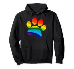 T-Shirt mit Tatzenmuster in Regenbogenfarben — I Love Dogs Pullover Hoodie von Rainbow Dog Tee Shirts