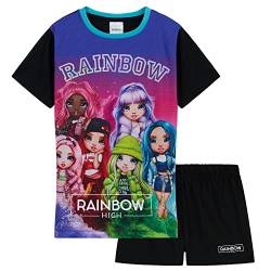 Rainbow High Pyjama Schlafkleidung Kurzarm | Schlafanzug-Set für Mädchen im Alter von 5-12 Jahren | Atmungsaktive Zweiteiliger Sommer Nachtwäsche für Kinder (Schwarz/Mehrfarbig, 5-6 Jahre) von Rainbow High