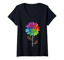 LGBTQ Regenbogen Sonnenblume Gay Pride Gleichheit Blume T-Shirt mit V-Ausschnitt von Rainbow Pride Equality Homosexuell Gay CSD Outfits