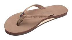 Rainbow Sandals Damen Las Flores – einlagiges Premier Leder mit einem schmalen Riemen mit Blumenmuster, 1,27 cm, Dunkelbraun, 42 EU von Rainbow Sandals