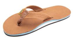 Rainbow Sandals Men's Single Layer Classic Leather Sandal, Tan/Blue, Men's Large / 9.5-10.5 B(M) US von Rainbow Sandals