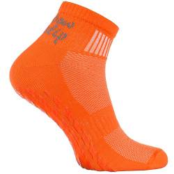 1 Paar orange Anti-Rutsch-Socken mit ABS-System, ideal für solche Sportarten,wie Joga,Fitness,Pilates,Kampfkunst,Tanz,Gymnastik,Trampolinspringen.Größen von 36 bis 38,atmende Baumwolle von Rainbow Socks