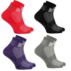 4 Paar bunte Anti-Rutsch-Socken mit ABS-System,ideal für solche Sportarten,wie Joga,Fitness Pilates Kampfkunst Tanz Gymnastik Trampolinspringen.Größen von 39 bis 41, atmende Baumwolle von Rainbow Socks