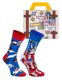 Rainbow Socks - Amerikanische Socken In Einem Koffer - Für Den Reisenden, Touristen, Liebhaber Der Vereinigten Staaten - 1 Paar - Größe 36-40 von Rainbow Socks
