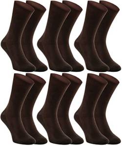 Rainbow Socks - Damen Herren Antibakterielle Diabetiker Socken Ohne Gummibund - 6 Paar - Braun - Größen 44-46 von Rainbow Socks