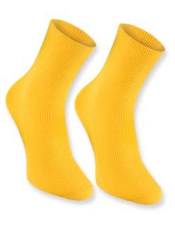 Rainbow Socks - Damen Herren Baumwolle Diabetiker Socken Ohne Gummibund - 1 Paar - Gelb - Größen 44-46 von Rainbow Socks