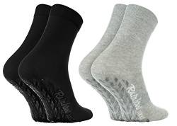 Rainbow Socks - Damen Herren Bunte Baumwolle Antirutsch Socken ABS - 2 Paar - Grau Schwarz - Größen 36-38 von Rainbow Socks