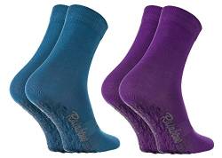 Rainbow Socks - Damen Herren Bunte Baumwolle Antirutsch Socken ABS - 2 Paar - Jeans Lila - Größen 39-41 von Rainbow Socks