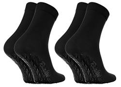 Rainbow Socks - Damen Herren Bunte Baumwolle Antirutsch Socken ABS - 2 Paar - Schwarz - Größen 36-38 von Rainbow Socks