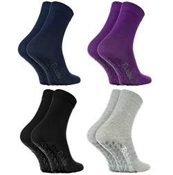 Rainbow Socks - Damen Herren Bunte Baumwolle Antirutsch Socken ABS - 4 Paar - Schwarz Lila Grau Blau - Größen 36-38 von Rainbow Socks