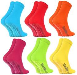 Rainbow Socks - Damen Herren Bunte Baumwolle Antirutsch Socken ABS - 6 Paar - Blau Rot Orange Pink Grün Gelb - Größen 39-41 von Rainbow Socks