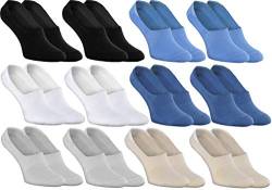 Rainbow Socks - Damen Herren - Bunte Unsichtbare Mokassins Socken - 12 Paar - 2 Schwarz 2 Jeans 2 Weiß 2 Marineblau 2 Grau 2 Beige - Größen 42-43 von Rainbow Socks