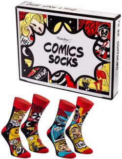 Rainbow Socks - Damen Herren Comic Book Socken Box Comics Lustige - 2 Paar - Größen EU 36-40 von Rainbow Socks