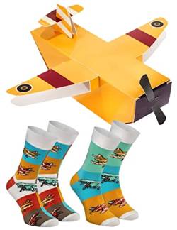 Rainbow Socks - Damen Herren Flugzeug Socken Box Novelty Gift - 2 Paar Größen EU 36-40 von Rainbow Socks