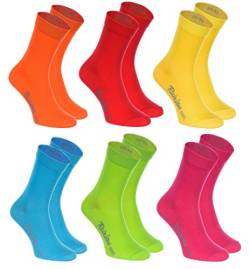 Rainbow Socks - Damen Herren Klassische Bunte Baumwolle Socken - 6 Paar - Orange Rot Gelb Grün Mer Grün - Größen 39-41 von Rainbow Socks