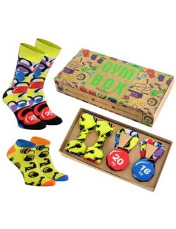 Rainbow Socks - Damen Herren Lustige Fitnessstudio Socken - Gym Socks Box - Novelty Geschenk Für Fitnessfans und Trainer - 2 Paar - Größen EU 36-40 von Rainbow Socks