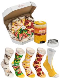 Rainbow Socks - Damen Herren Lustige Pizza und Bier Box Geschenk - 5 Paar - Burger Bier - Größen 41-46 von Rainbow Socks