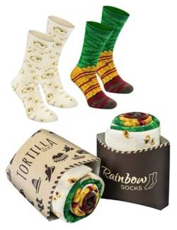 Rainbow Socks - Damen Herren Lustige Tortilla Wrap Socken - 2 Paar - Größen 36-40 von Rainbow Socks