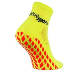 Rainbow Socks - Damen Herren Neon Sneaker Sport Stoppersocken - 1 Paar - Gelb - Größen 36-38 von Rainbow Socks