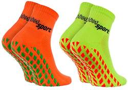 Rainbow Socks - Damen Herren Neon Sneaker Sport Stoppersocken - 2 Paar - Orange Grün - Größen 42-43 von Rainbow Socks