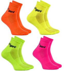 Rainbow Socks - Damen Herren Neon Sneaker Sportsocken - 4 Paar - Orange Grün Gelb Rosa - Größen 47-50 von Rainbow Socks