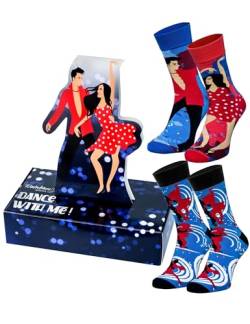 Rainbow Socks - Damen Herren Novelty Original Tanzsocken - Ein Geschenk für Gesellschaftstänzer und Tanzfans - Dance With Me Socks Box - 2 Paar - Größen 41-46 von Rainbow Socks