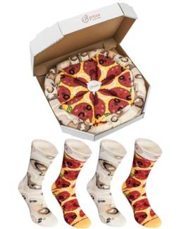 Rainbow Socks - Damen Herren Pizza Socken Box Pepperoni - 4 Paar - Größen 41-46 von Rainbow Socks