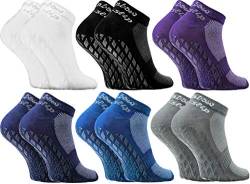 Rainbow Socks - Damen Herren Quarter Sport Socken ABS - 6 Paar - Dunkel - Größen EU 36-38 von Rainbow Socks