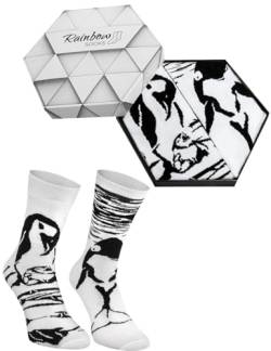 Rainbow Socks - Damen Herren Schwarz und Weiß Lustige Tiere Socken Box - 2 Paar - Piguin Killerwal - Größen 41-46 von Rainbow Socks