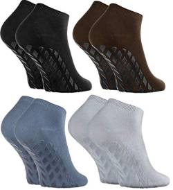 Rainbow Socks - Damen Herren Sneaker Bambus Stoppersocken - 4 Paar - Grau Schwarz Braun Blau - Größen 36-38 von Rainbow Socks
