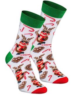 Rainbow Socks - Damen Herren Weihnachtssocken - Novelty Geschenk für Christmas - Rentier - 1 Paar - Größen EU 41-46 von Rainbow Socks