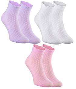 Rainbow Socks - Damen Mädchen Ruffle Socken Baumwolle - 3 Paar - Lila, Weiß, Pink - Größen 24-29 von Rainbow Socks