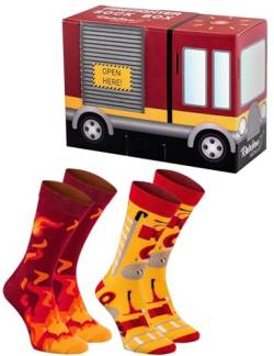 Rainbow Socks - Feuerwehrsocken im Feuerwehrauto für sie und für ihn – 2 Paar- Größen 47-50 von Rainbow Socks