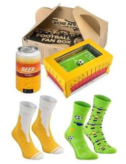 Rainbow Socks - Fussball Fan Box – 2 Paar Socken – Bier Und Kicker Zum Geschenk - Für Einen Freund, Fussballfans-Größe 36-40 von Rainbow Socks