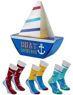 Rainbow Socks – Herren Damen Neuheit Socken im Boot – 3 Paar – Marine Boot See Anker – Größe UK 4–7 EU 36–40 von Rainbow Socks