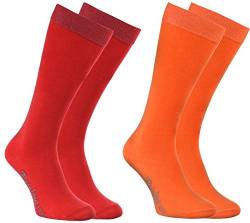 Rainbow Socks - Jungen Mädchen Baumwolle Kniestrümpfe - 2 Paar - Orange Rot - Größen 24-29 von Rainbow Socks