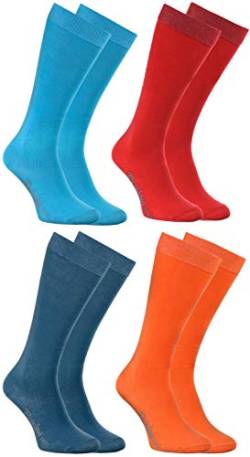Rainbow Socks - Jungen Mädchen Baumwolle Kniestrümpfe - 4 Paar - Blau Rosa Türkis Orange - Größen 24-29 von Rainbow Socks
