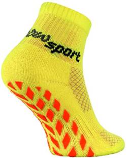 Rainbow Socks - Jungen Mädchen Neon Sneaker Sport Stoppersocken - 1 Paar - Gelb - Größen 30-35 von Rainbow Socks