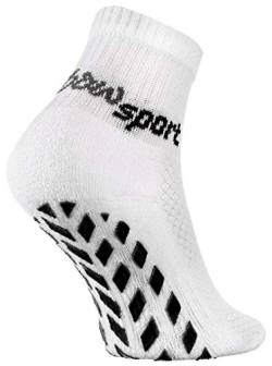 Rainbow Socks - Jungen Mädchen Neon Sneaker Sport Stoppersocken - 1 Paar - Weiß + Schwarz ABS - Größen 30-35 von Rainbow Socks